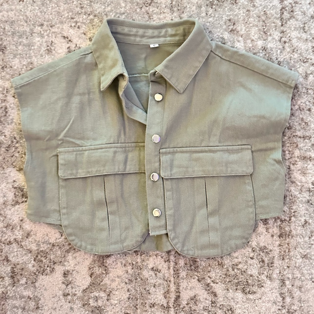 Crop Top Green Cargo Shirt